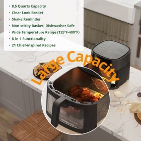 8.5 QT Air Fryer - Large Capacity For Family Gatherings, 8-in-1 Multifunctional Cooker With Touchscreen Control, Easy To Clean & Ideal For Beginn
